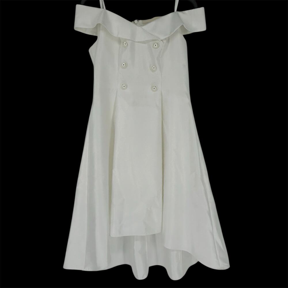 Adrianna Papell White Mikado Tuxedo Dress Size 6 Sleeveless Formal Wedding Event